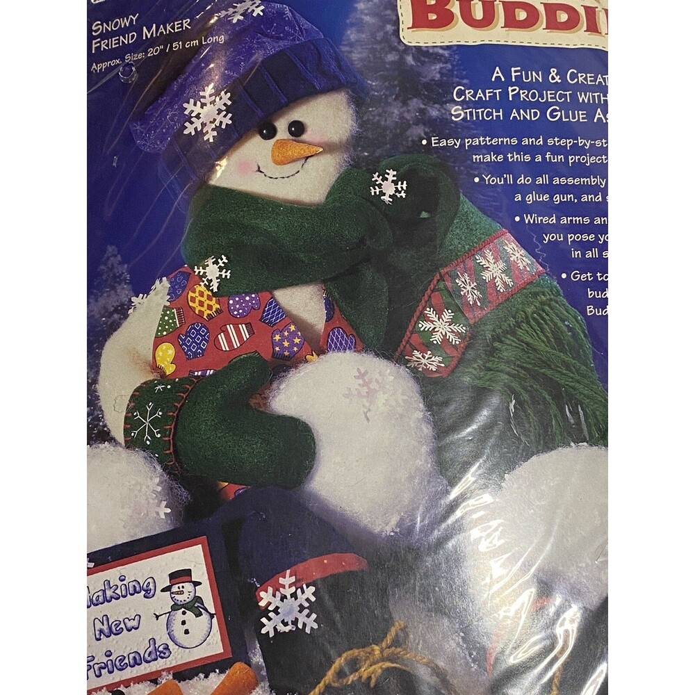 Bean Buddies Snowy Friend Craft Kit Winter Snow Snowman Dimensions #62170 Vtg.